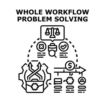 Whole workflow problem solving process and business strategy Stock Illustration