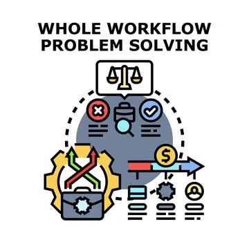Whole workflow problem solving process and business strategy Stock Illustration