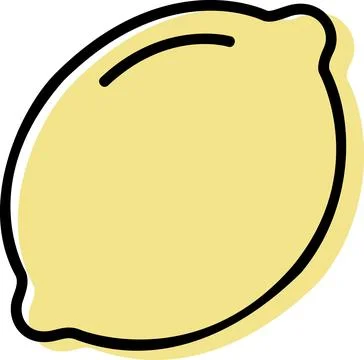 Whole yellow lemon fruit line art icon Illustrazione stock