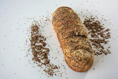 Wholemeal bread bar on the table Stock Photos