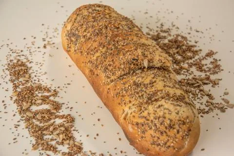 Wholemeal bread bar on the table Stock Photos
