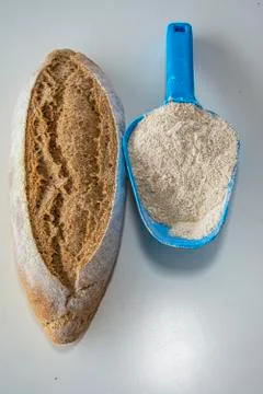 Wholemeal bread bar on the table Stock Photos