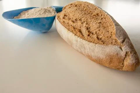 Wholemeal bread bar on the table Stock Photos