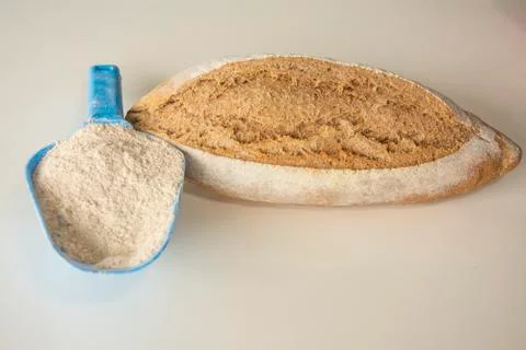 Wholemeal bread bar on the table Stock Photos