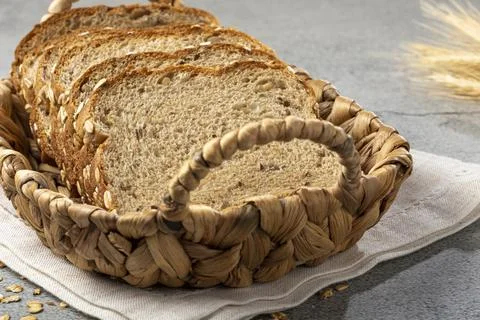 Wholemeal bread on the table. Stock Photos