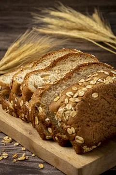 Wholemeal bread on the table. Stock Photos