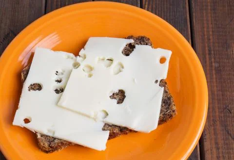 Wholemeal rye bread with cheese Stock Photos