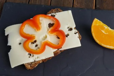Wholemeal rye bread with cheese Stock Photos