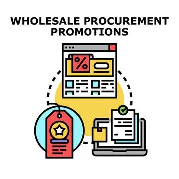 Wholesale procurement promotions processing online discounts strategy Stock Illustration