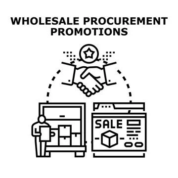 Wholesale procurement promotions vector concept illustration Stock Illustration