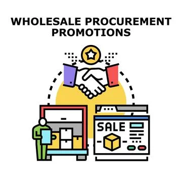 Wholesale procurement promotions vector concept illustration Stock Illustration