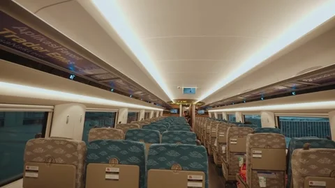 Whoosh High Speed Train Interior and Window View Indonesia Modern Railway Travel Stock Footage 332031864