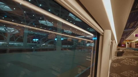 Whoosh High Speed Train Interior and Window View Indonesia Modern Railway Travel Stock Footage 332032293