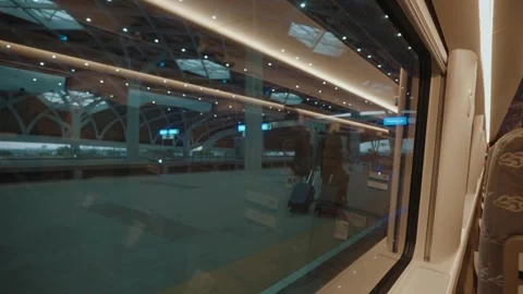 Whoosh High Speed Train Interior and Window View Indonesia Modern Railway Travel Stock Footage 332032414