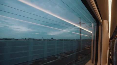 Whoosh High Speed Train Interior and Window View Indonesia Modern Railway Travel Stock Footage 332034254