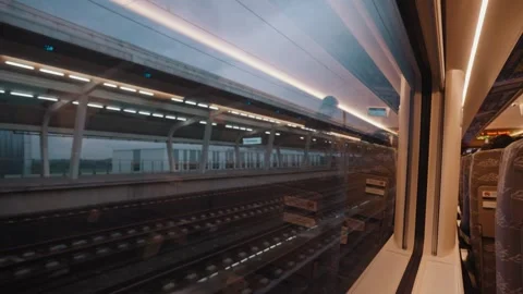 Whoosh High Speed Train Interior and Window View Indonesia Modern Railway Travel Stock Footage 332035173