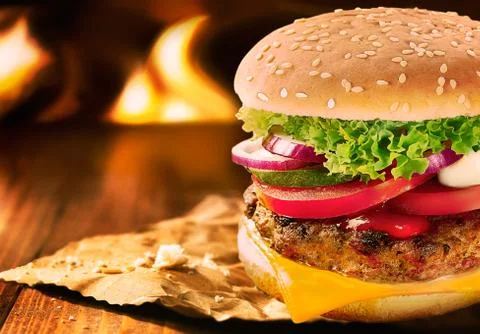 Whopper cheese burger Stock Photos