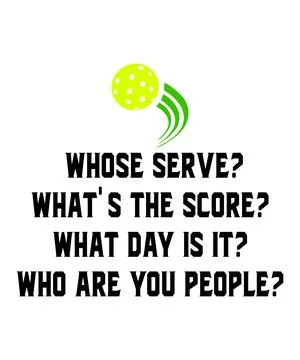 Whose serve what's the score what day is it who are you people Stock Illustration