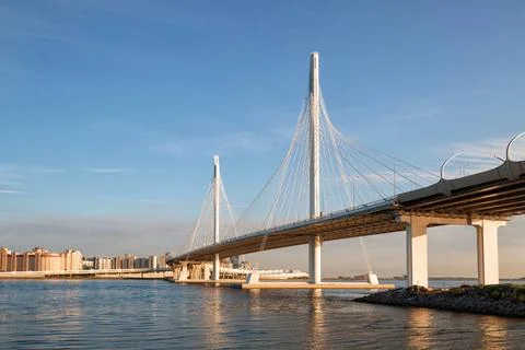 WHSD and cable-stayed bridge Western high-speed diameter and cable-stayed ... Stock Photos
