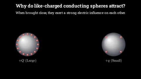 Why do like charged spheres attract Видео 337006924