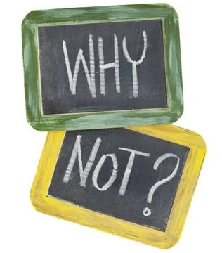  why not question why not question or speculation - white chalk text on tw... Stock Photos