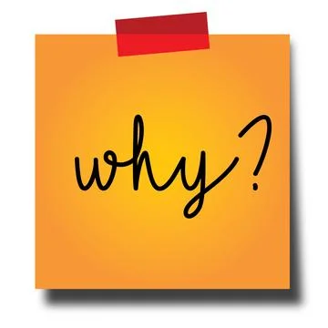 Why question on a sticky note, Explanation required. Asking for a reason. Stock Illustration