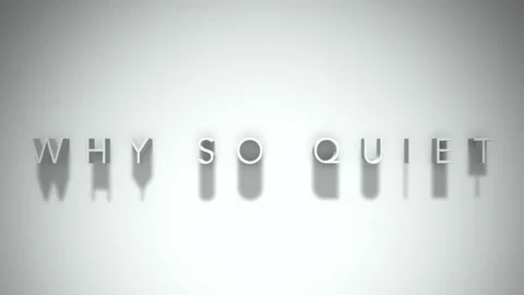 Why so quiet 3D title animation with shadows on a white background Stock Footage 297906045