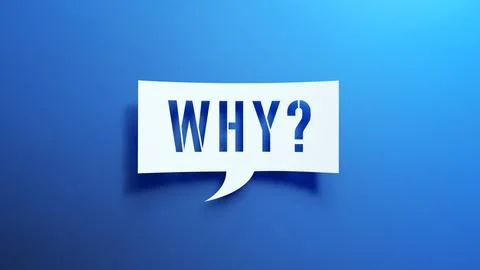 Why? - Speech Bubble. White Cut Out Paper on Blue Background. 3D Render. Stock Illustration