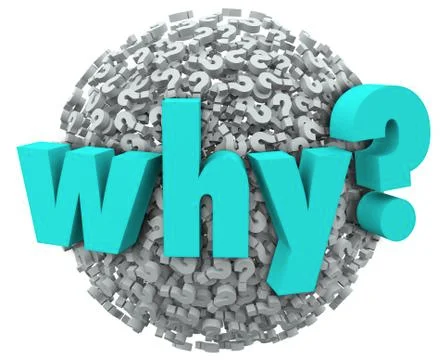 Why word question mark 3d symbols sphere wonder reason Stock Illustration