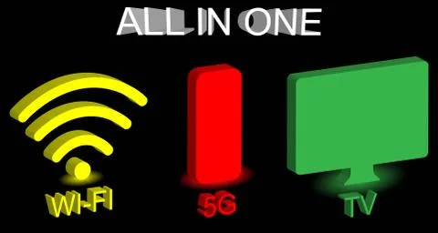 WI FI, 5G, TV Stock Illustration