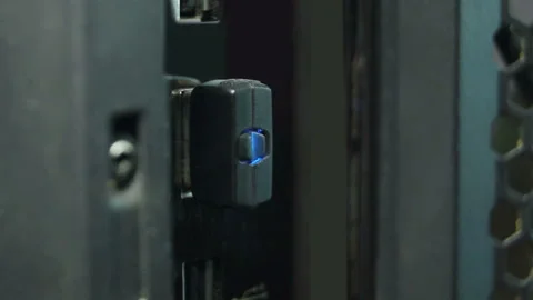 Wi-Fi adapter works on the back of the computer Stock Footage 103613034
