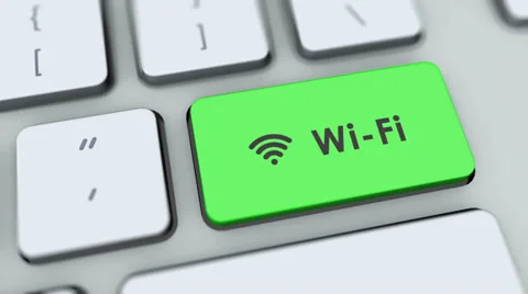 Wi-Fi button on computer keyboard. Key is pressed Stock Footage 35646439