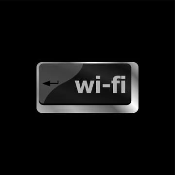Wi-fi button on computer keyboard. laptop key Illustrazione stock