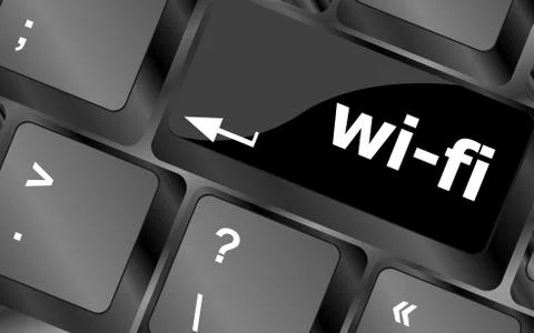 Wi-fi button on computer keyboard Stock Illustration