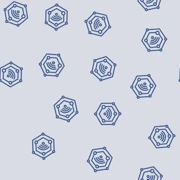 Wi fi connected line vector seamless pattern Illustrazione stock