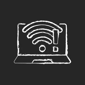 Wi fi does not work chalk white icon on black background Stock Illustration