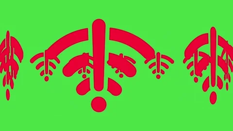 Wi-Fi Error Icon on Green Screen | No Internet Connection Warning Stock Footage 335536275