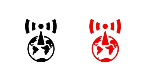 Wi-fi globe icon stock vector illustration flat design Stock Illustration