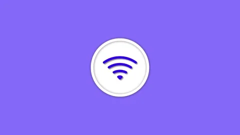 Wi-Fi icon centered animated on a solid purple background. Stock Footage 261798437
