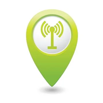 Wi fi icon green map pointer Stock Illustration