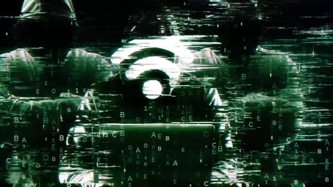 Wi-fi Icon on Hack Screen and data matrix simulation with futuristic HUD scr Stock Footage 320898104