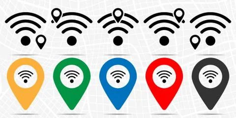Wi-fi icon in location set. Simple glyph, flat illustration element of techno Stock Illustration