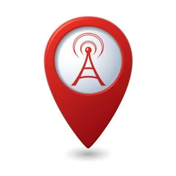 Wi fi icon red map pointer Stock Illustration