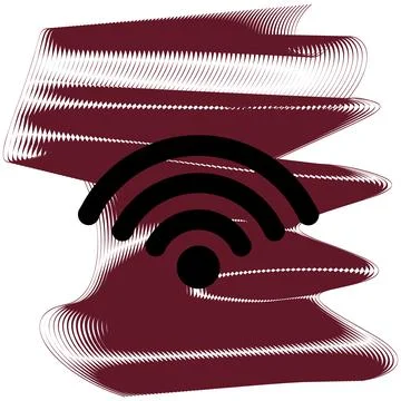 Wi-Fi icon of a set. Icon on vinous ripples isolated on white backgrond. Illustrazione stock