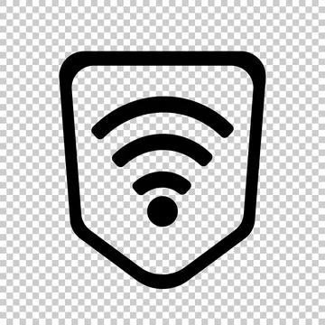 Wi-Fi icon within a shield icon isolated on a transparent background. Stock Illustration