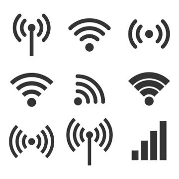 Wi-fi icons set Stock Illustration