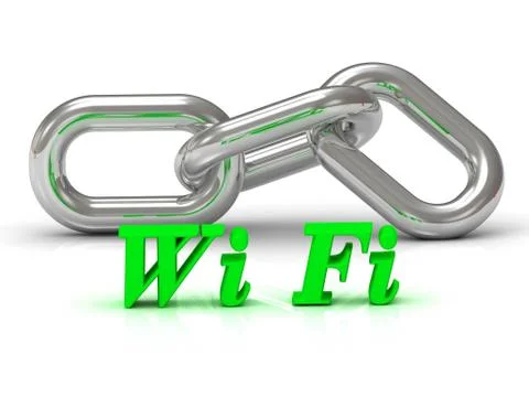 Wi Fi - inscription of color letters and Silver chain of the section on white Stock Illustration