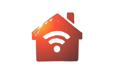 Wi-fi, internet connection, web, signal concept. Hand drawn isolated vector. Stock Illustration