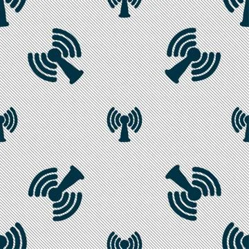 Wi-fi, internet icon sign. Seamless pattern with geometric texture. Vector Stock Illustration