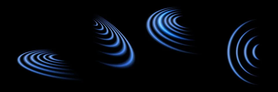 Wi-Fi light effect, Blue glowing signal sensor waves internet wireless Illustrazione stock